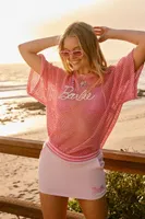 Women's Barbie Netted Mesh T-Shirt in Pink Medium