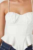 Women's Ruffle-Hem Cropped Cami in White Medium