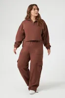 Women's French Terry Cargo Sweatpants in Chocolate, 1X