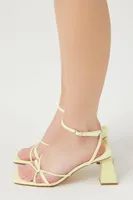 Women's Strappy Faux Leather Block Heels Citron,