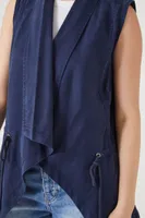 Women's Chambray Open-Front Vest in Navy, XS