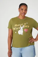 Women's Have a Nice Day Graphic T-Shirt in Olive, 1X