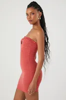 Women's Striped Tube Mini Dress in Rose Medium