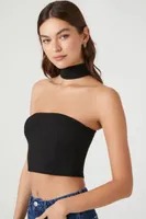 Women's Mock Neck Racerback Crop Top in Black, XL