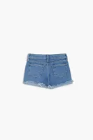 Girls Distressed Denim Shorts (Kids) in Light Denim, 11/12