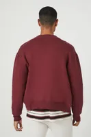 Men Zip-Up Bomber Jacket in Burgundy Medium