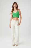 Women's Sweater-Knit Cropped Cami in Green Medium