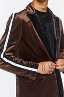 Men Velour Peak-Lapel Blazer in Dark Brown/Black Medium