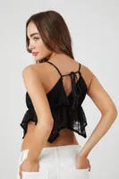 Women's Lace Handkerchief Cropped Cami Black