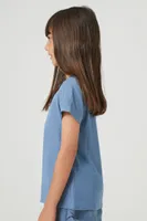 Girls Crew Neck T-Shirt (Kids) in Blue, 11/12