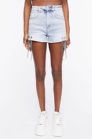 Women's Chain Acid Wash Denim Shorts in Light Denim, 23