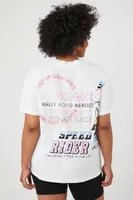 Women's Street Race Graphic T-Shirt in White, 3X