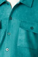 Men Faux Suede Drop-Sleeve Shirt in Hunter Green Small