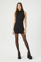 Women's Mock Neck Cutout Mini Dress in Black Medium