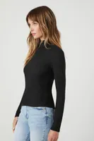 Women's Ribbed Knit Turtleneck Top in Black Large