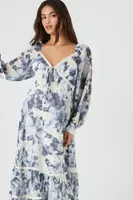 Women's Chiffon Floral Tiered Maxi Dress