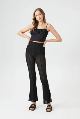 Women's Crochet Flare Pants Black