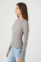 Women's Fitted Ribbed Knit Sweater Grey