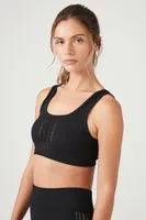 Women's Seamless Perforated Sports Bra in Black Small