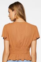 Women's Plunging Butterfly Sleeve Crop Top in Maple Medium