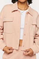 Women's French Terry Cropped Jacket in Blush, XL