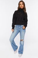 Women's Distressed Turtleneck Sweater in Black Small