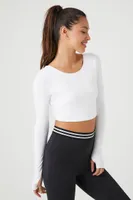 Women's Active Crisscross Cutout Crop Top in White Large