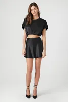 Women's Satin Crop Top in Black Small