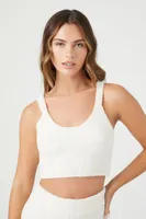 Women's Sweater-Knit Lounge Cropped Cami in Vanilla Medium