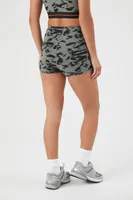 Women's Active Abstract Print Shorts in Dark Olive/Black Medium