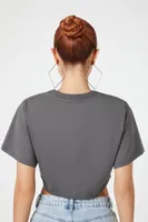 Women's Je Taime Graphic Cropped T-Shirt in Charcoal Small