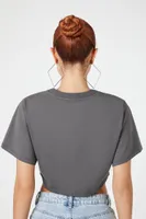 Women's Je Taime Graphic Cropped T-Shirt in Charcoal Large