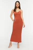 Women's Cowl Neck Crisscross Maxi Dress in Clay Small