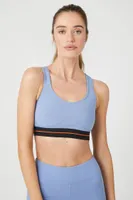 Women's Contrast-Trim Cutout Sports Bra in Dress Blues/Black Small