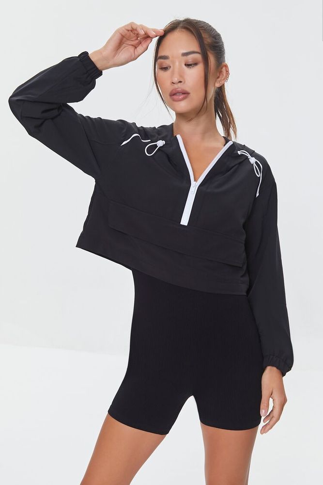 Women's Active Cropped Anorak in Black Large