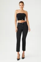 Women's Reworked Cropped Tube Top in Black Small