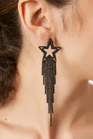 Women's Rhinestone Star Drop Earrings in Black