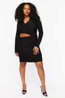 Women's Surplice Cutout Mini Dress Black,