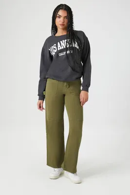 Women's Twill Straight-Leg Utility Pants in Olive, XS