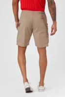 Men Zippered Drawstring Cargo Shorts in Taupe Large