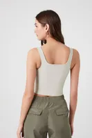 Women's Toggle Drawstring Cropped Tank in Taupe, XL