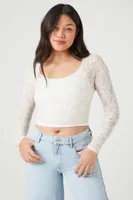 Women's Lace Long-Sleeve Crop Top