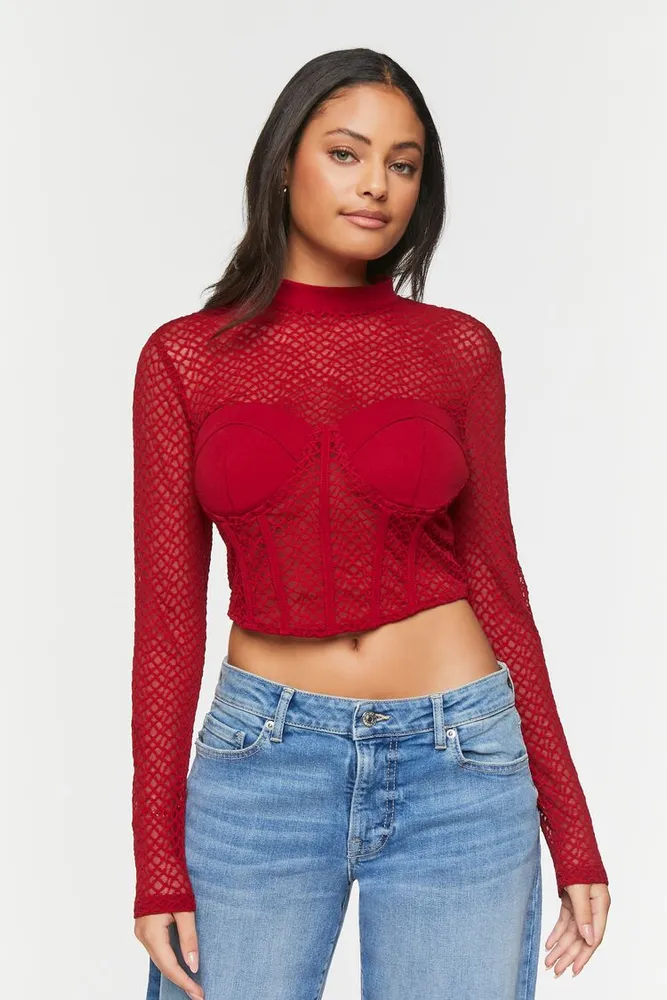 Women's Netted Mesh Bustier Top