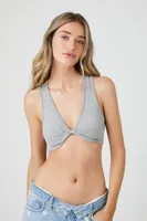 Women's Twisted Seamless Bralette in Heather Grey Medium