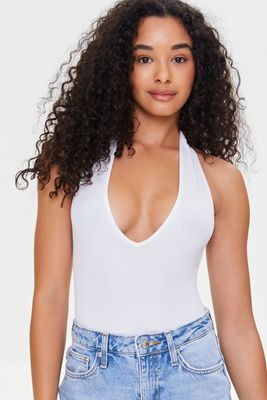 Women's Seamless Halter Bodysuit in White Medium