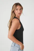 Women's Ribbed Knit Racerback Tank Top in Black, XS