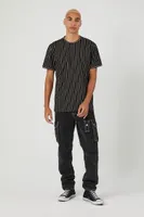 Men Striped Crew-Neck T-Shirt Black/White,