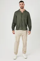 Men Lyocell Mineral Wash Shirt in Olive Medium