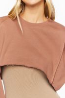 Women's Raw-Cut Cropped Pullover in Camel Small