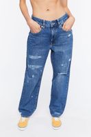 Women's Distressed Straight-Leg Jeans in Medium Denim, 27